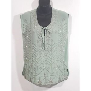 La Bellum Hillary Scott XS Green Sleeveless Formal Cocktail Party Shimmery Top